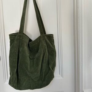 Green Corduroy Tote Bag